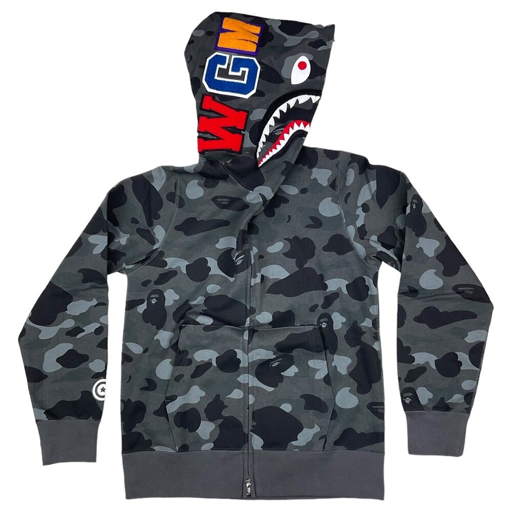 BAPE Color Camo Shark WGM Full Zip Hoodie Black | A Bathing Ape